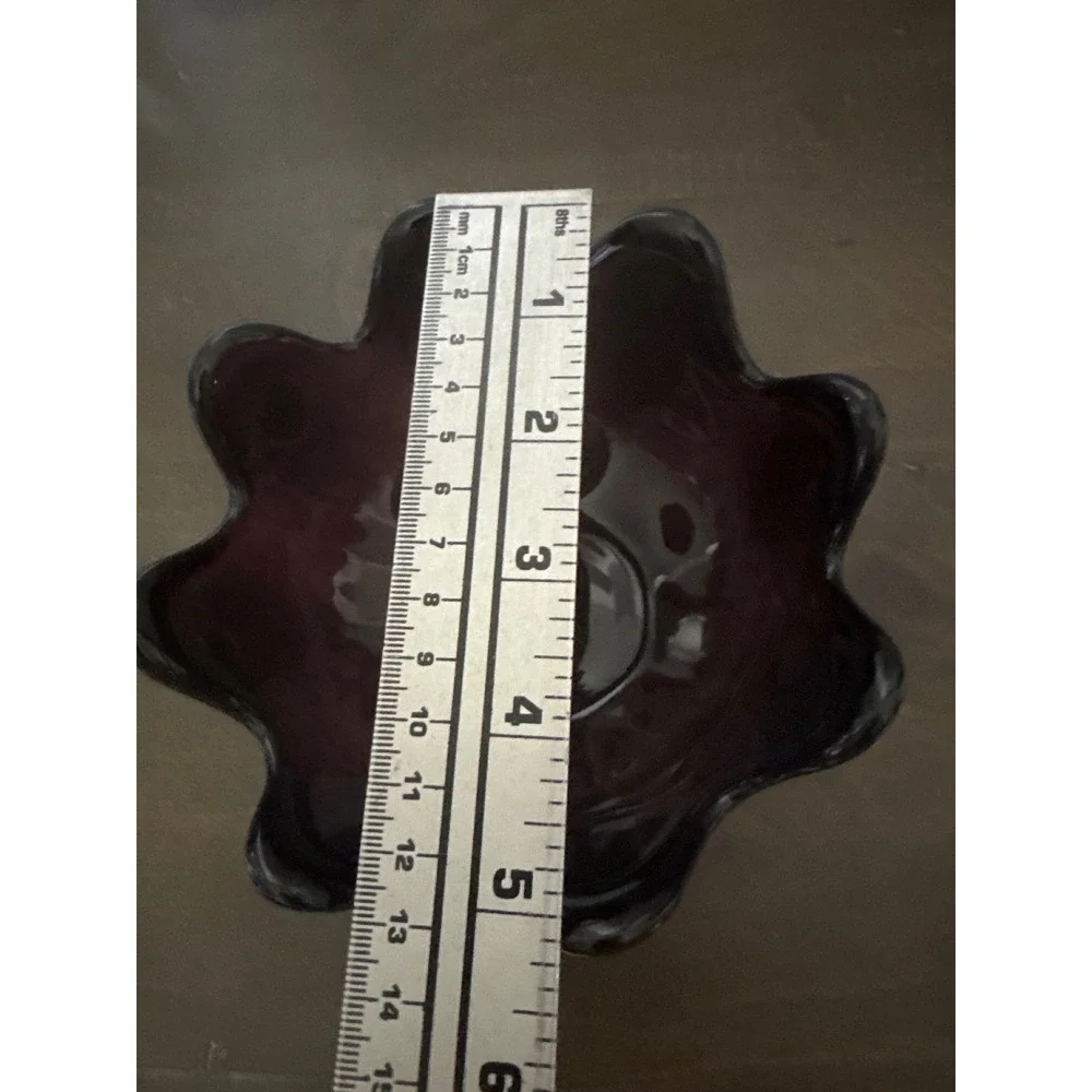 Blenko Amethyst Purple Scalloped Glass Bowl Signed Richard Blenko 2000 USA